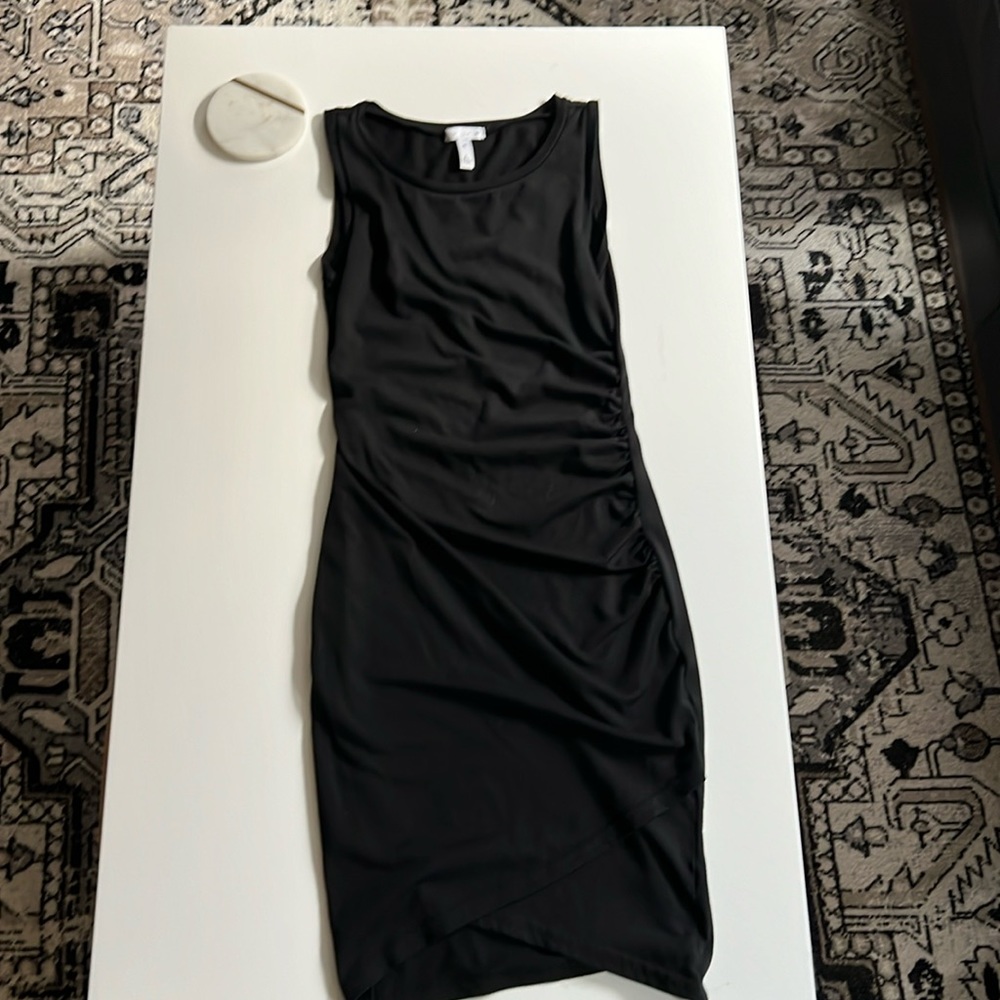 Leith Ruched Body-Con Black Sleeveless Mini Dress Size XS (0-2) NWT